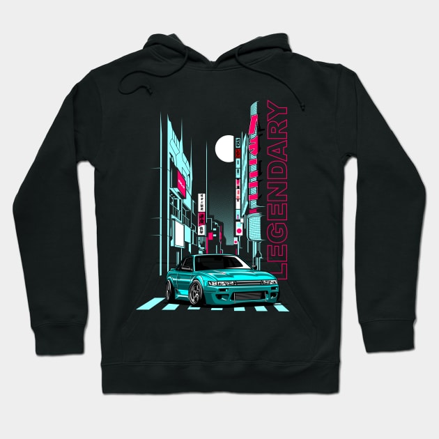 S13 Silvia Legend JDM Retro Tokio Tuning Fan Car Hoodie by Automotive Apparel & Accessoires